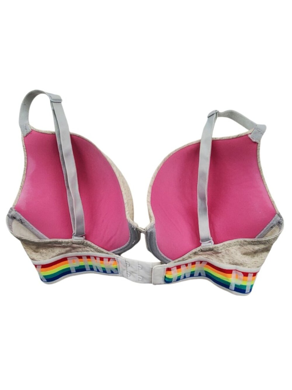 Victoria's Secret Pink Women's Wear Everywhere Push Up Rainbow Bra Size 32DD - Picture 5 of 12